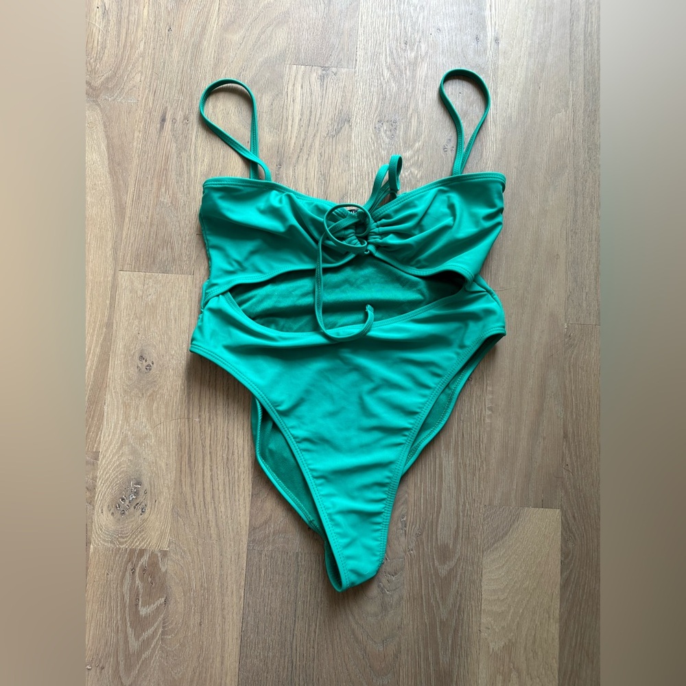 Nasty Gal Green One Piece Swimsuit with Ruched Bust